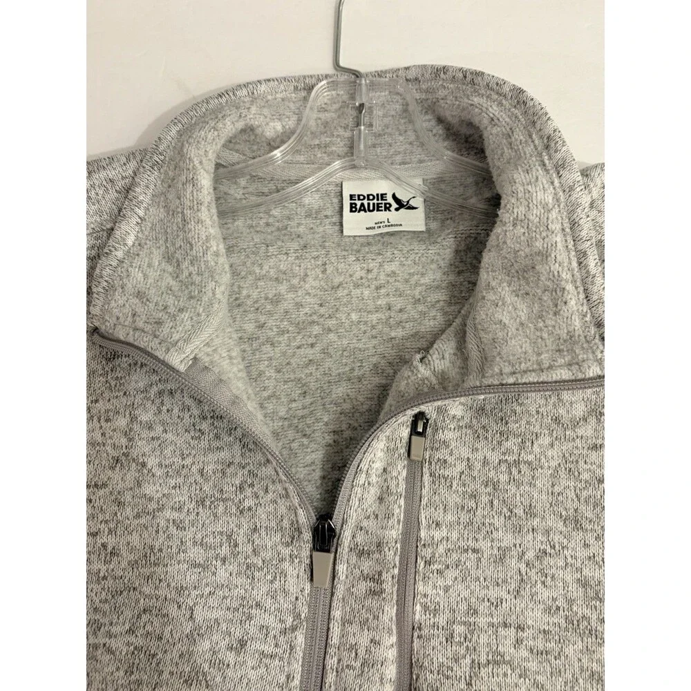 Eddie Bauer Men's Pullover Top Long Sleeve 1/4 Zip Light Gray Heather Size Large